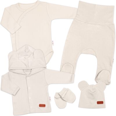 Baby Nellys 5D Bavlněná souprava pro miminko do porodnice Nature, ecru, 62 Baby Nellys 5D Bavlněná souprava pro miminko do porodnice Nature, ecru, 62