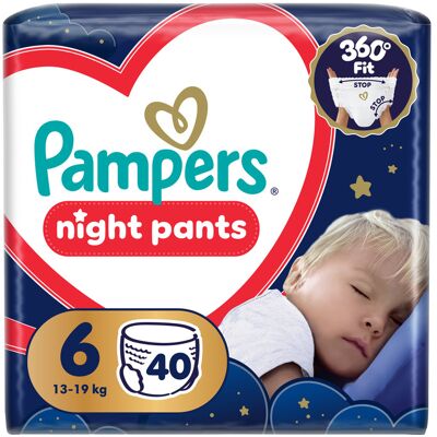 Pampers Night Pants vel. 6 13–19 kg dětské plenkové kalhotky 40 ks Pampers Night Pants vel. 6 13–19 kg dětské plenkové kalhotky 40 ks