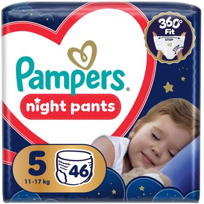 Pampers Night Pants vel. 5 11–17 kg dětské plenkové kalhotky 46 ks Pampers Night Pants vel. 5 11–17 kg dětské plenkové kalhotky 46 ks