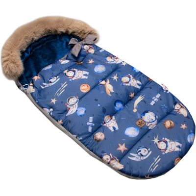 Baby Nellys Fusak maxi PREMIUM Kosmos, šedo/modrý, 110x50 + rukávník Baby Nellys Fusak maxi PREMIUM Kosmos, šedo/modrý, 110x50 + rukávník
