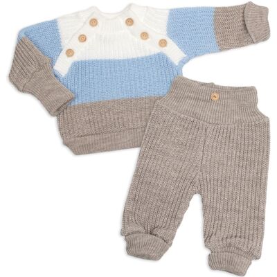 Baby Nellys Rostoucí pletený svetřík a kalhoty s knoflíčky Boy, 2D - proužky, vel. 80/86 Baby Nellys Rostoucí pletený svetřík a kalhoty s knoflíčky Boy, 2D - proužky, vel. 80/86