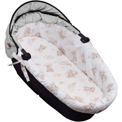 Baby Nellys Bavlněná vložka do kočárků/koše s pěnovou matrací, Malý medvídek . béžová/bílá Baby Nellys Bavlněná vložka do kočárků/koše s pěnovou matrací, Malý medvídek . béžová/bílá