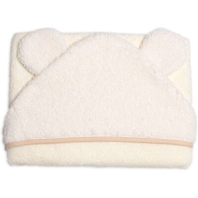 Baby Nellys Kojenecká osuška s kapucí a oušky Boucle 80x80cm, froté - smetanová Baby Nellys Kojenecká osuška s kapucí a oušky Boucle 80x80cm, froté - smetanová