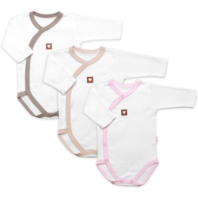 Baby Nellys Rostoucí výhodná sada, 3x Body Nature - růžová/béžová/taupe Baby Nellys Rostoucí výhodná sada, 3x Body Nature - růžová/béžová/taupe