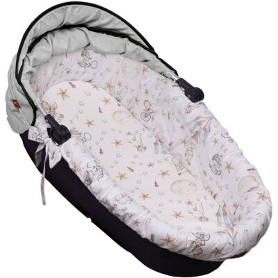 Baby Nellys Bavlněná vložka do kočárků/koše s pěnovou matrací, , Cirkus, bílá Baby Nellys Bavlněná vložka do kočárků/koše s pěnovou matrací, , Cirkus, bílá