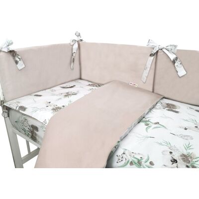 Baby Nellys 3-dílná sada Mantinel s povleč., bavlna/velvet, Exotika, béžová/bílá, 135x100 Baby Nellys 3-dílná sada Mantinel s povleč., bavlna/velvet, Exotika, béžová/bílá, 135x100