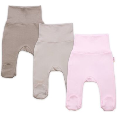 Baby Nellys Rostoucí výhodná sada, 3x polodupačky Nature - růžová/béžová/taupe Baby Nellys Rostoucí výhodná sada, 3x polodupačky Nature - růžová/béžová/taupe