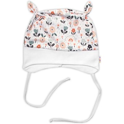 Baby Nellys Kojenecká čepička uzlíček na zavazování - Palouček, bílá Baby Nellys Kojenecká čepička uzlíček na zavazování - Palouček, bílá