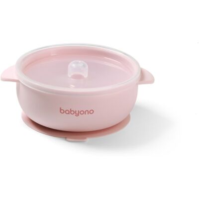 Babyono Silikonová miska s přísavkou a víčkem - růžová Babyono Silikonová miska s přísavkou a víčkem - růžová