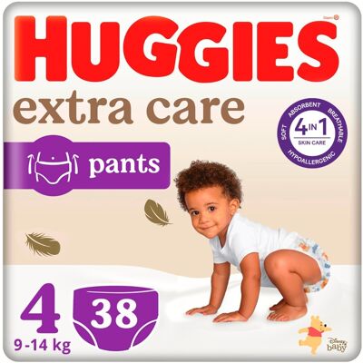 Huggies Extra Care Pants 4 9–14 kg 38 ks Huggies Extra Care Pants 4 9–14 kg 38 ks