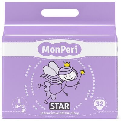 MonPeri Star L 8-13 kg dětské pleny 32 ks MonPeri Star L 8-13 kg dětské pleny 32 ks