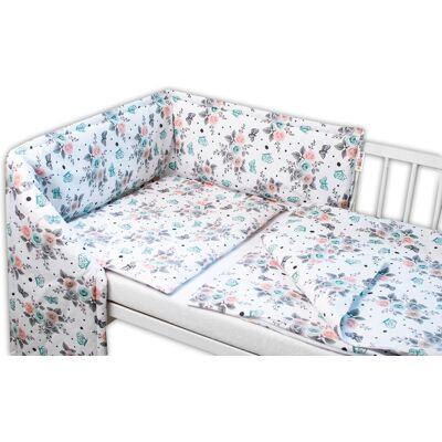 Baby Nellys 3D sada Mantinel s povlečením - Růžičky, bílé, 120x90cm Baby Nellys 3D sada Mantinel s povlečením - Růžičky, bílé, 120x90cm