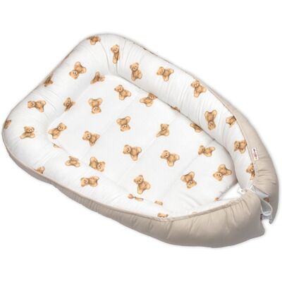 Baby Nellys Hnízdečko, kokon pro miminko, bavlna, Míša - bílá, béžová Baby Nellys Hnízdečko, kokon pro miminko, bavlna, Míša - bílá, béžová