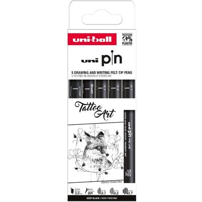 UNI PIN Drawing - Tatto Art, sada linerů černá - 5 ks UNI PIN Drawing - Tatto Art, sada linerů černá - 5 ks