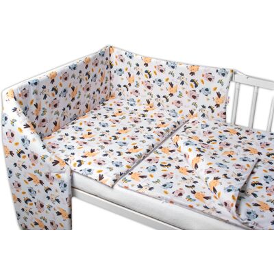 Baby Nellys 3D sada, mantinel s povlečením Ptáčci a Vážky - bílá, 120x90 cm Baby Nellys 3D sada, mantinel s povlečením Ptáčci a Vážky - bílá, 120x90 cm
