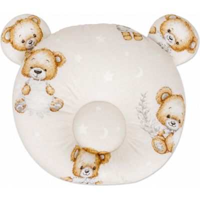 Baby Nellys Bavlněný tvarovaný polštářek Sleep Teddy, béžový Baby Nellys Bavlněný tvarovaný polštářek Sleep Teddy, béžový
