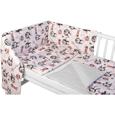 Baby Nellys 3-dílná sada Mantinel s povlečením - Tučňáci, bílá/šedá Baby Nellys 3-dílná sada Mantinel s povlečením - Tučňáci, bílá/šedá
