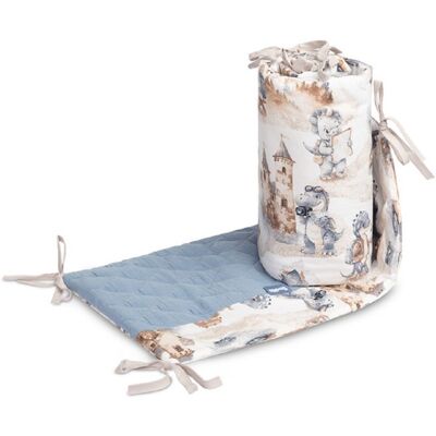 SENSILLO Mantinel do postýlky, mušelín, bavlna - Dráček, modrý, jeans SENSILLO Mantinel do postýlky, mušelín, bavlna - Dráček, modrý, jeans