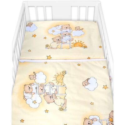 Baby Nellys Mantinel s povlečením Premium, 3D sada, Medvídek na žebříku, žlutý, 120x90 cm Baby Nellys Mantinel s povlečením Premium, 3D sada, Medvídek na žebříku, žlutý, 120x90 cm