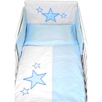Baby Nellys 5-dílná sada do postýlky Baby Stars (3D + peřinky - modrá, 135x100cm, Baby Nellys 5-dílná sada do postýlky Baby Stars (3D + peřinky - modrá, 135x100cm,
