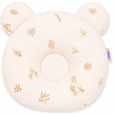 Baby Nellys Mušelínový tvarovaný polštářek Louka Nature, béžová Baby Nellys Mušelínový tvarovaný polštářek Louka Nature, béžová