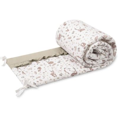 SENSILLO Mantinel do postýlky Forest Beige bavlněný s volánem 180 × 30 cm SENSILLO Mantinel do postýlky Forest Beige bavlněný s volánem 180 × 30 cm