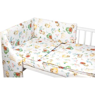 Baby Nellys Mantinel s povlečením Premium, 3D sada, Včelky a Berušky - bílá, 120x90cm Baby Nellys Mantinel s povlečením Premium, 3D sada, Včelky a Berušky - bílá, 120x90cm