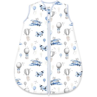 Baby Nellys Spací vak, bavlna, celoroční na zip 74 cm, Letadla a balón - modrá Baby Nellys Spací vak, bavlna, celoroční na zip 74 cm, Letadla a balón - modrá