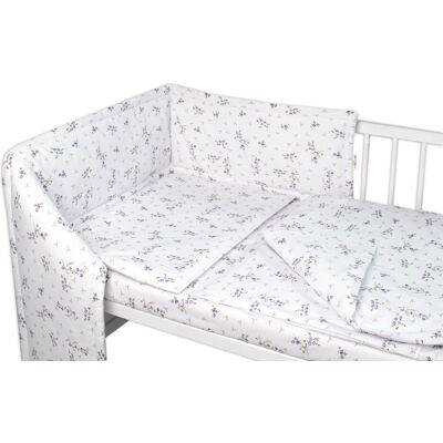 Baby Nellys Mantinel s povlečením, 3dílná sada Levandule, bílá/fialová Baby Nellys Mantinel s povlečením, 3dílná sada Levandule, bílá/fialová