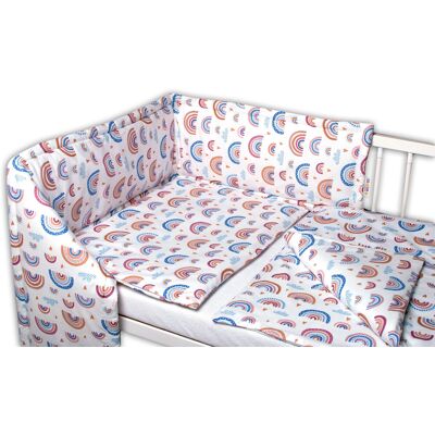 Baby Nellys Mantinel s povlečením 3D - Duha, pastelová/bílá, 120x90cm Baby Nellys Mantinel s povlečením 3D - Duha, pastelová/bílá, 120x90cm