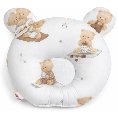 Baby Nellys Bavlněný tvarovaný polštářek Kouzelný Méďa, bílá/béžová Baby Nellys Bavlněný tvarovaný polštářek Kouzelný Méďa, bílá/béžová