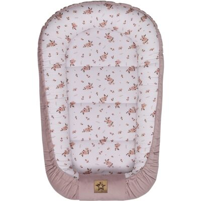 Baby Nellys Hnízdečko pro miminko Premium Flowers, oboustranné - pudrově růžová Baby Nellys Hnízdečko pro miminko Premium Flowers, oboustranné - pudrově růžová