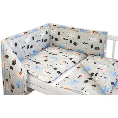 Baby Nellys 3-dílná sada Mantinel s povlečením - Srnečci, šedá, roz. 135x100 cm Baby Nellys 3-dílná sada Mantinel s povlečením - Srnečci, šedá, roz. 135x100 cm