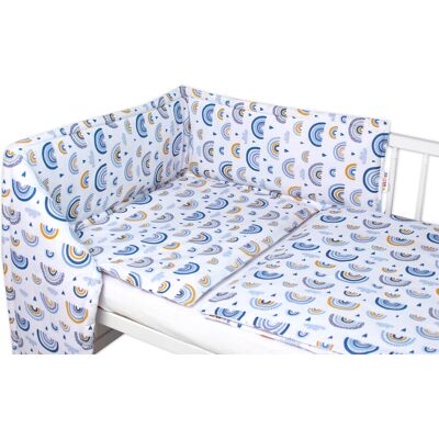 Baby Nellys Mantinel s povlečením 3D - Duha, modrá, 135x100 cm Baby Nellys Mantinel s povlečením 3D - Duha, modrá, 135x100 cm