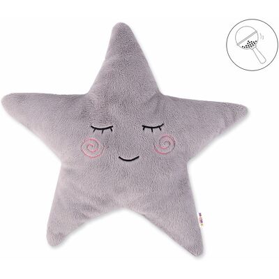 Baby Nellys Dekorační polštářek s chrastítkem Hvězdička, 40x40cm - šedá Baby Nellys Dekorační polštářek s chrastítkem Hvězdička, 40x40cm - šedá