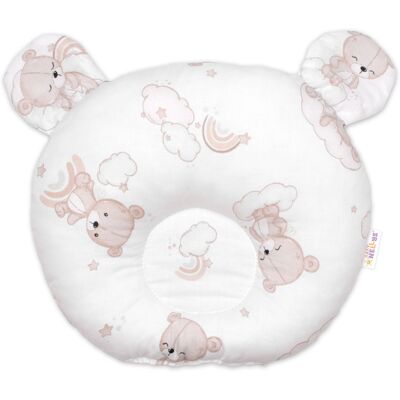 Baby Nellys Bavlněný tvarovaný polštářek Malý medvídek, bílá/béžová Baby Nellys Bavlněný tvarovaný polštářek Malý medvídek, bílá/béžová