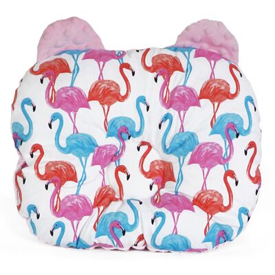 Baby Nellys Oboustanný polštářek s oušky, 30x35cm - Plameňák , minky růžová Baby Nellys Oboustanný polštářek s oušky, 30x35cm - Plameňák , minky růžová