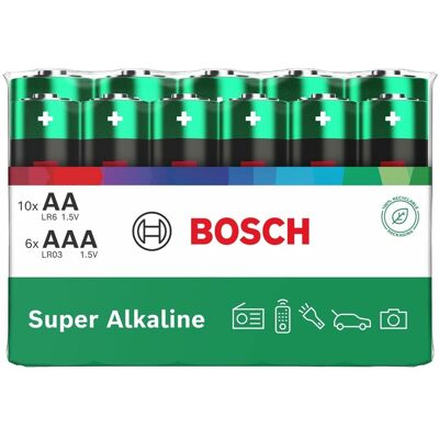 Bosch Super Alkaline AA LR6 + AAA LR03 baterie 10+6 ks Bosch Super Alkaline AA LR6 + AAA LR03 baterie 10+6 ks