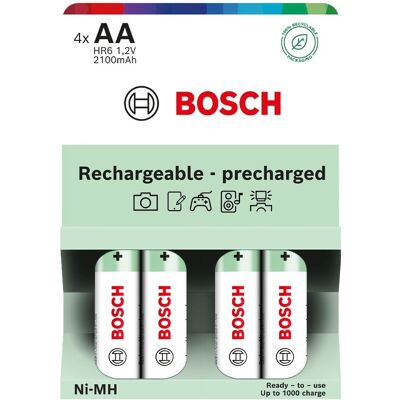 Bosch Rechargeable NiMh AA HR6 2100 mAh Precharged baterie 4 ks Bosch Rechargeable NiMh AA HR6 2100 mAh Precharged baterie 4 ks