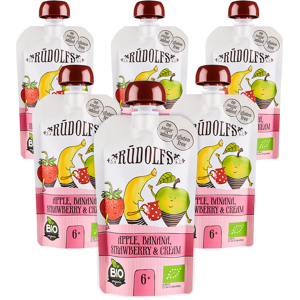 Rudolfs Jablko, banán, jahoda se smetanou BIO kapsička 6x110 g Rudolfs Jablko, banán, jahoda se smetanou BIO kapsička 6x110 g