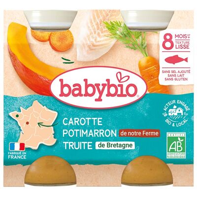Babybio Mrkva Dýně Treska - 2x200g - Od 8 měsíců Babybio Mrkva Dýně Treska - 2x200g - Od 8 měsíců