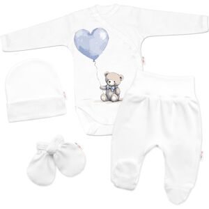 Baby Nellys Sada do porodnice pro miminko 4D Teddy Love - bílá/modrá, 62 Baby Nellys Sada do porodnice pro miminko 4D Teddy Love - bílá/modrá, 62