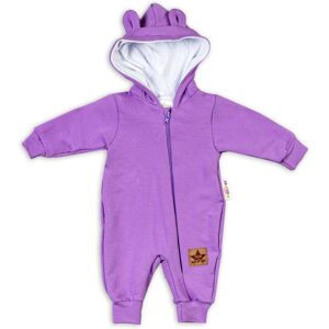 Baby Nellys Teplákový overal s kapucí Teddy - fialový, vel. 62 Baby Nellys Teplákový overal s kapucí Teddy - fialový, vel. 62