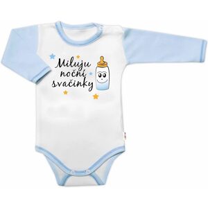 Baby Nellys Body dl. rukáv s vtip. textem Miluju noční svačinky vel. 80, kluk Baby Nellys Body dl. rukáv s vtip. textem Miluju noční svačinky vel. 80, kluk