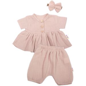 Baby Nellys 3-dílná mušelínová soupr., tunika/halenka, kraťasky, čelenka, béžová, vel. 62 vel. 62 Baby Nellys 3-dílná mušelínová soupr., tunika/halenka, kraťasky, čelenka, béžová, vel. 62 vel. 62