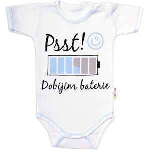Baby Nellys Body kr. rukáv s vtipným textem, Psst! Dobíjím baterie, vel. 86 Baby Nellys Body kr. rukáv s vtipným textem, Psst! Dobíjím baterie, vel. 86