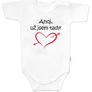 Baby Nellys Body krátký rukáv Ahoj už jsem tady!, bílé vel. 68 Baby Nellys Body krátký rukáv Ahoj už jsem tady!, bílé vel. 68