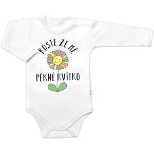 Baby Nellys Body dlouhý rukáv, Roste ze mě pěkné kvítko, bílé Baby Nellys Body dlouhý rukáv, Roste ze mě pěkné kvítko, bílé