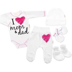 Baby Nellys 5-ti dílná soupravička do porodnice I love mom & dad, vel. 62, holka Baby Nellys 5-ti dílná soupravička do porodnice I love mom & dad, vel. 62, holka