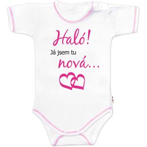 Baby Nellys Body kr. rukáv s vtipným textem, Haló! Já jsem tu nová, vel. 80 Baby Nellys Body kr. rukáv s vtipným textem, Haló! Já jsem tu nová, vel. 80